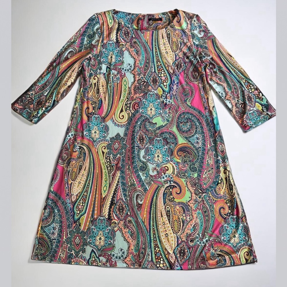 Tommy Hilfiger Boho Pink Multicolored Paisley Retro Vintage Look Dress Size 16